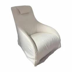 B&B Italia Loungesessel|Schabrackensessel Apta Kalos Stoff Ellade 2044 100 Weiß Drehgestell Grau Lackiert