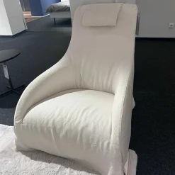 B&B Italia Loungesessel|Schabrackensessel Apta Kalos Stoff Ellade 2044 100 Weiß Drehgestell Grau Lackiert