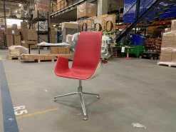 Walter Knoll Relaxsessel|Schalensessel FK Leder Congress Rot Außenschale Weiß Lackiert Gestell Aluminium