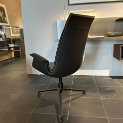 Walter Knoll Relaxsessel|Schalensessel FK Leder Congress Dark Bronze Schwarz 3 Fuß Kreuz Gestell Drehbar SchwarzPrei