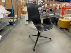 Walter Knoll Relaxsessel|Schalensessel FK Leder Schwarz Schale Weiß Gestell Aluminium Poliert