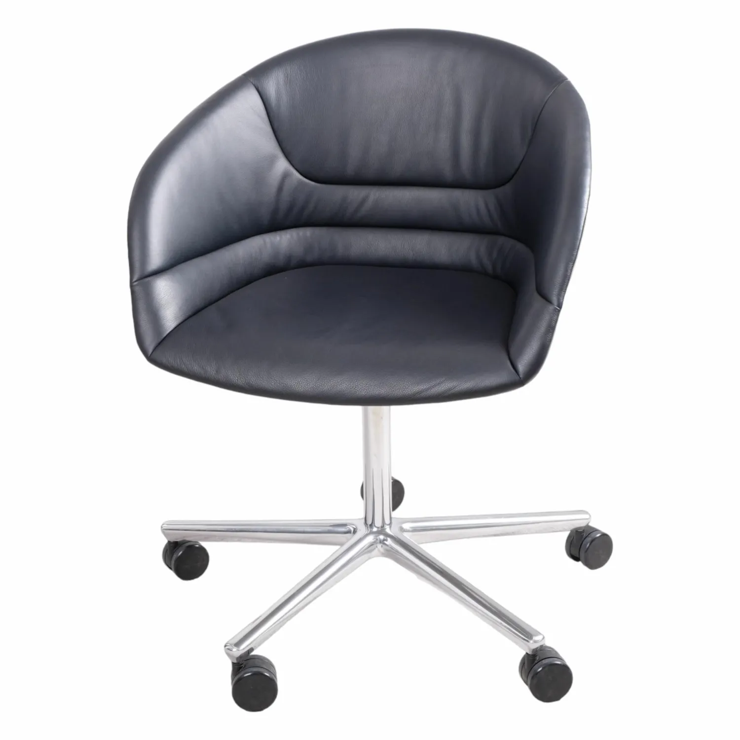 Walter Knoll Bürostühle|Einzelstühle|Schalensessel Kyo Leder Congress 251 Schwarz Außenschale Greige Matt