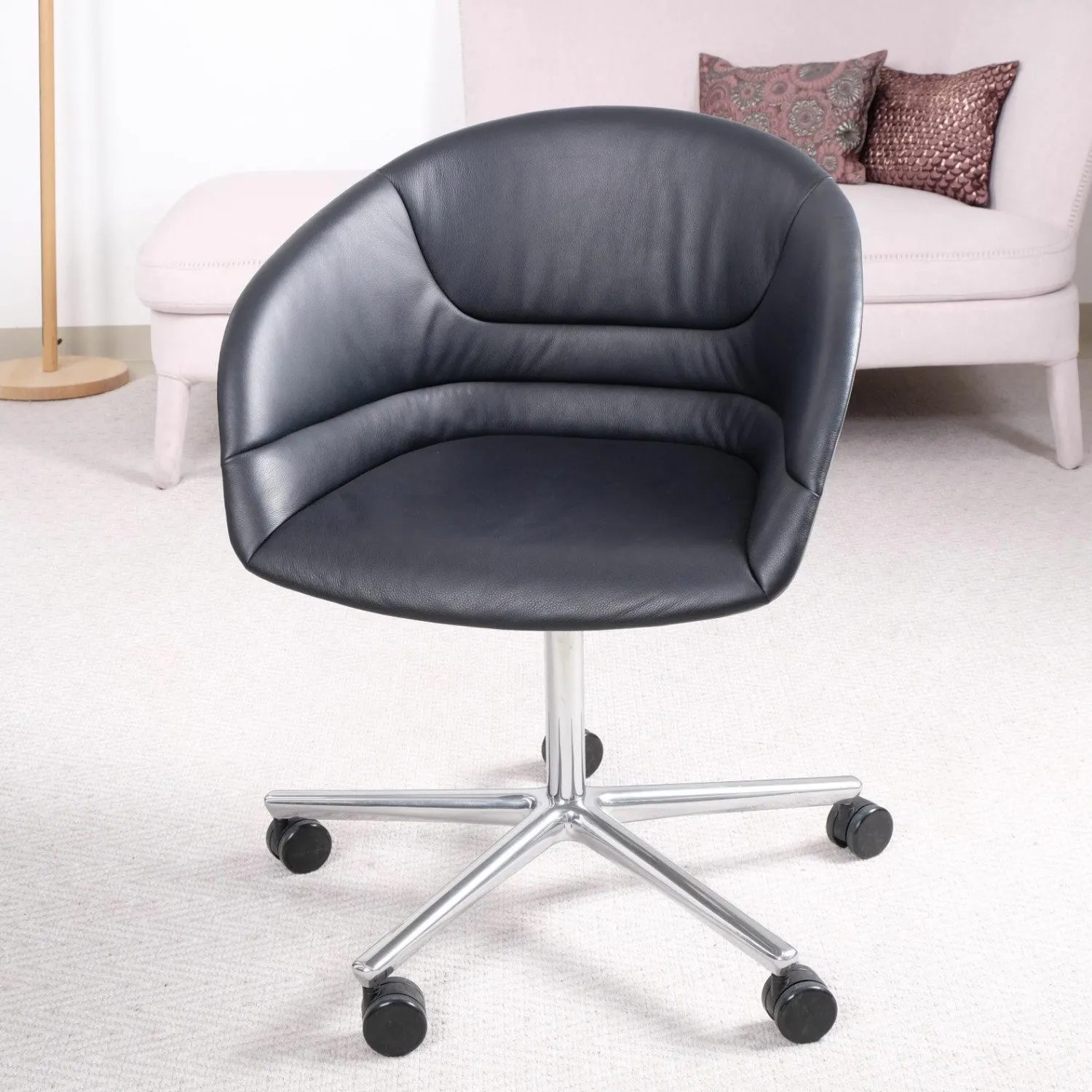 Walter Knoll Bürostühle|Einzelstühle|Schalensessel Kyo Leder Congress 251 Schwarz Außenschale Greige Matt