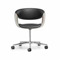 Walter Knoll Bürostühle|Schalensessel Lox Leder Congress Schwarz 251 Gestell Aluminium Hochglanz Poliert