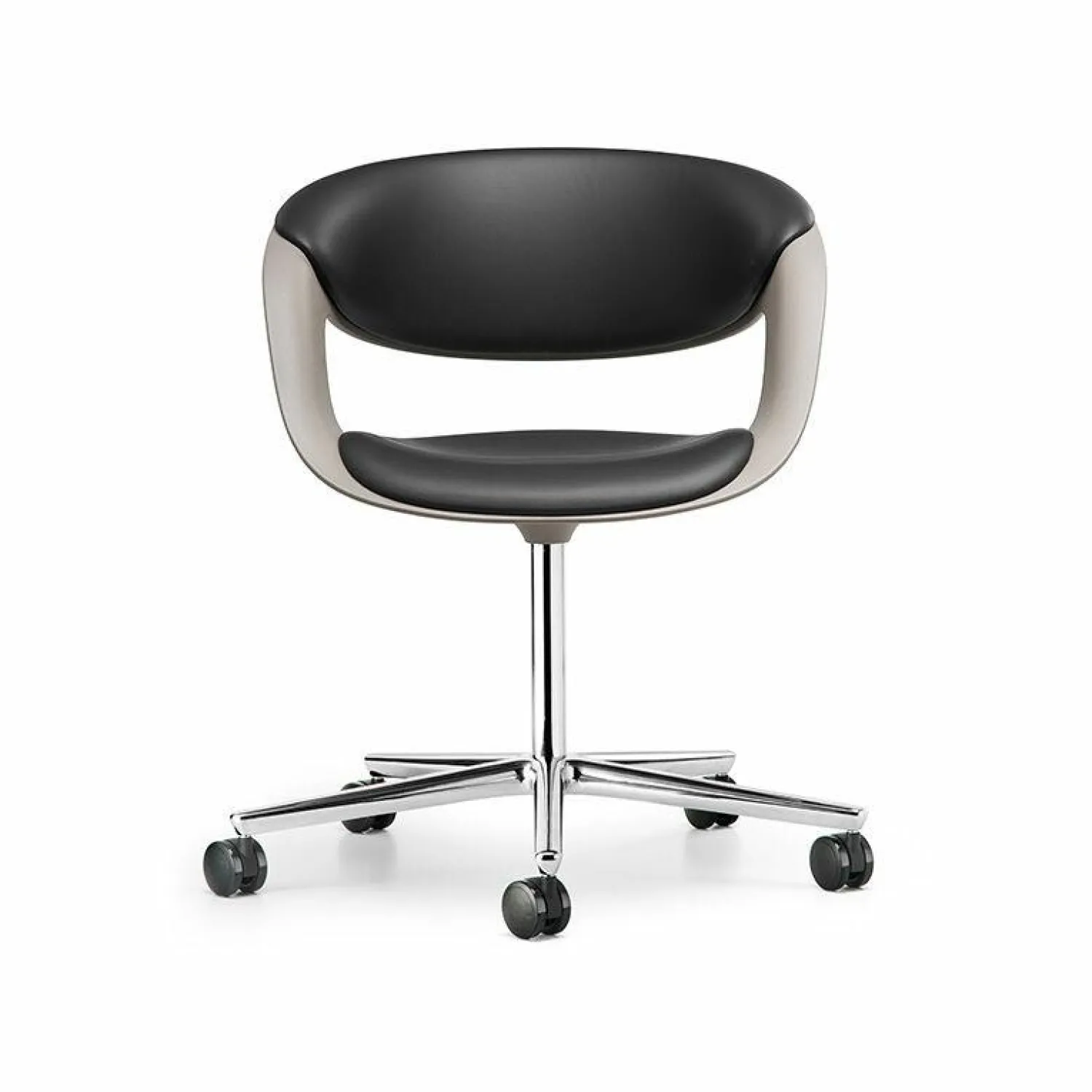 Walter Knoll Bürostühle|Schalensessel Lox Leder Congress Schwarz 251 Gestell Aluminium Hochglanz Poliert