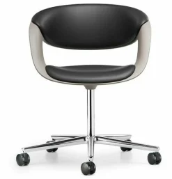Walter Knoll Bürostühle|Schalensessel Lox Leder Congress Schwarz 251 Gestell Aluminium Hochglanz Poliert