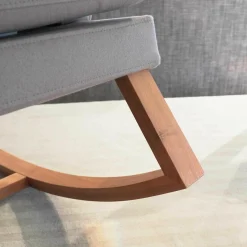 Bielefelder Werkstätten Relaxsessel|Schaukelsessel Tribeca Kavallerietuch Grau Braun mit Nackenkissen