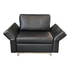 Signet Relaxsessel|Schlafsessel Nick Leder Namibia Schwarz Füße Chrombügel Armlehnen Klappbar Mit 1 Rückenkissen