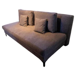 Nehl Schlafsofas|Schlafsofa Genua Bezug Stoff Alpha Anthrazit Fuß Metall Schwarz Matt Mit Dekokissen