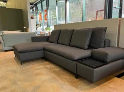 Signet Schlafsofas|Ecksofas|Schlafsofa Isla Stoff Reno Schiefer Grau Gestell Bügel Eiche Schwarz Inklusive Kissen Und Tablett