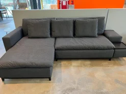 Signet Schlafsofas|Ecksofas|Schlafsofa Isla Stoff Reno Schiefer Grau Gestell Bügel Eiche Schwarz Inklusive Kissen Und Tablett