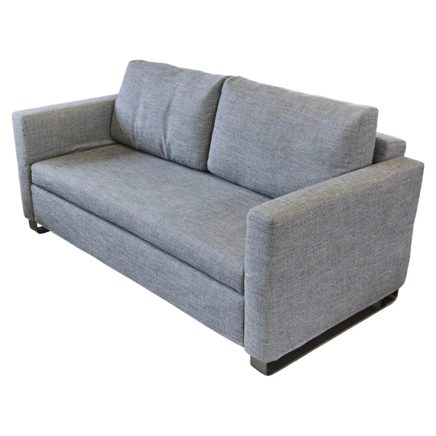 Signet Schlafsofas|Schlafsofa Lazlo Stoff Mambo Hellgrau Kufe Edelstahl Gebürstet
