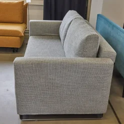 Signet Schlafsofas|Schlafsofa Lazlo Stoff Mambo Hellgrau Kufe Edelstahl Gebürstet