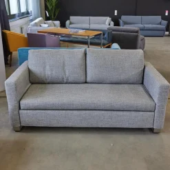 Signet Schlafsofas|Schlafsofa Lazlo Stoff Mambo Hellgrau Kufe Edelstahl Gebürstet