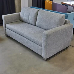 Signet Schlafsofas|Schlafsofa Lazlo Stoff Mambo Hellgrau Kufe Edelstahl Gebürstet