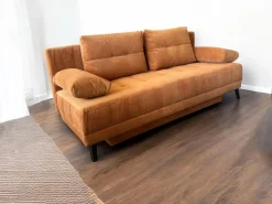 Eigene Herstellung Schlafsofas|Schlafsofa Liam Stoff Cord Kupfer Braun Rot Füße Metall Schwarz Inklusive Bettkasten Und Kissen