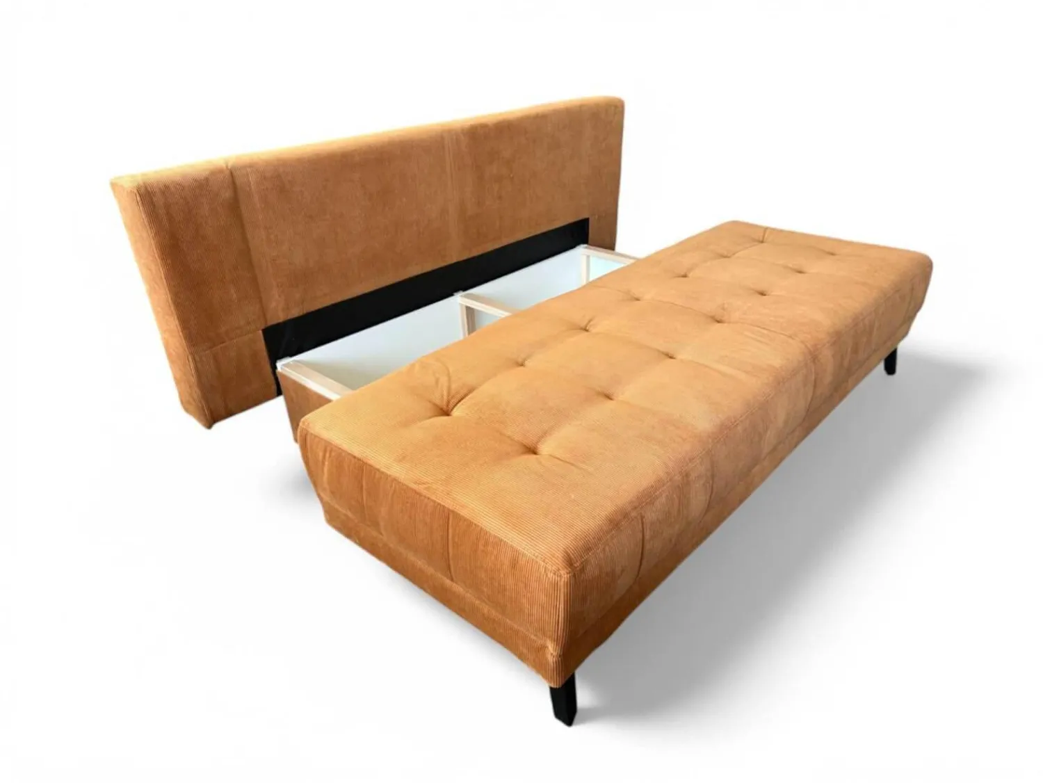 Eigene Herstellung Schlafsofas|Schlafsofa Liam Stoff Cord Kupfer Braun Rot Füße Metall Schwarz Inklusive Bettkasten Und Kissen