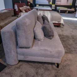 Global Schlafsofas|Schlafsofa Querschläfer Salema Bezug Stoff Baltimore Silber Grau Metallfuß Schwarz Mit Kissen