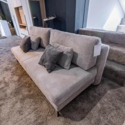 Global Schlafsofas|Schlafsofa Querschläfer Salema Bezug Stoff Baltimore Silber Grau Metallfuß Schwarz Mit Kissen