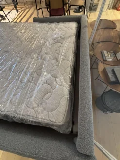 Dienne Schlafsofas|Schlafsofa Valentina 3000 Stoff Cezanne 802 Mittelgrau Grau Gestell Stahl Schwarz Mit 2 Kissen