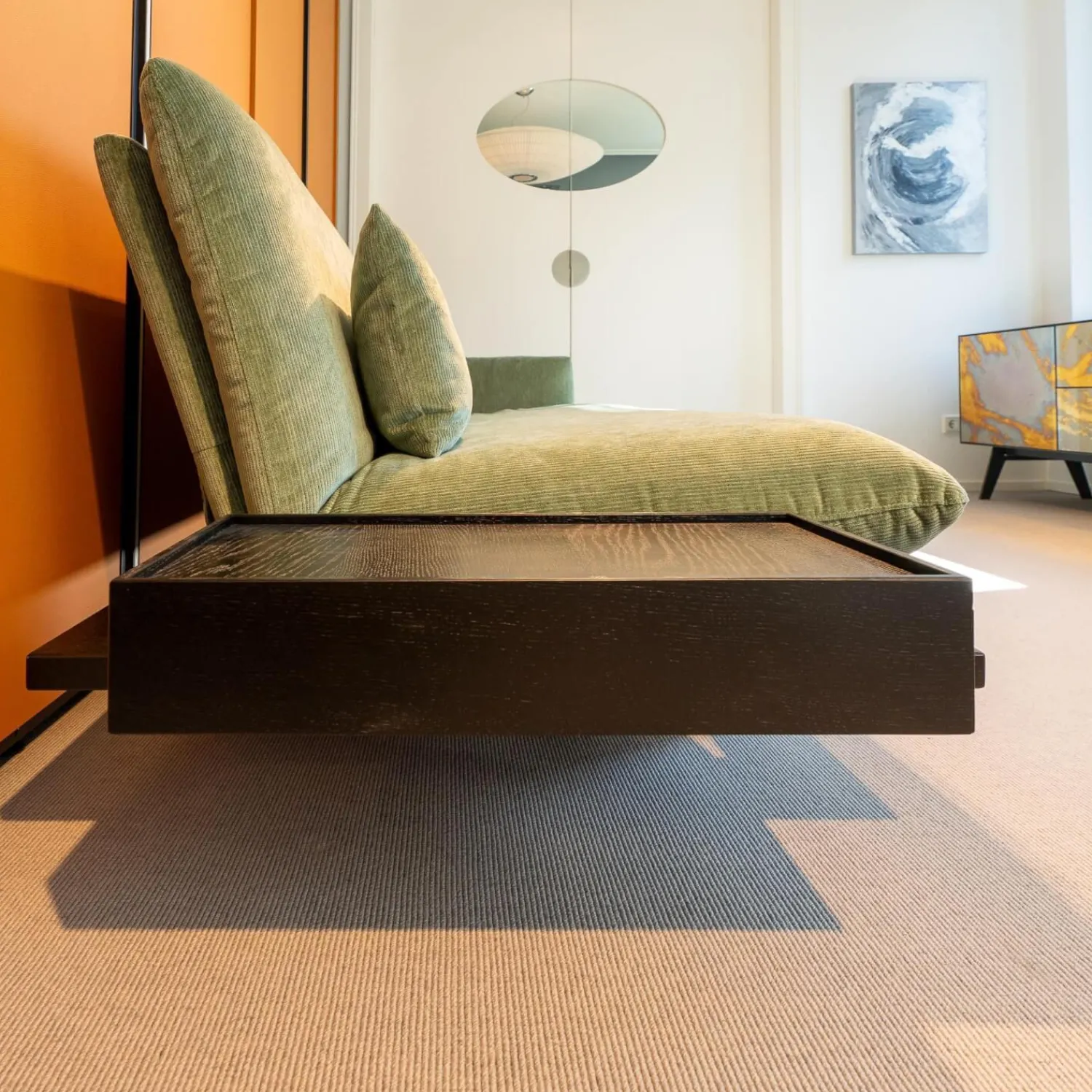 Signet Schlafsofas|Schlafsofa Veda Stoff Pesaro Kat. D Schilf Cort Grün mit 2 Kissen