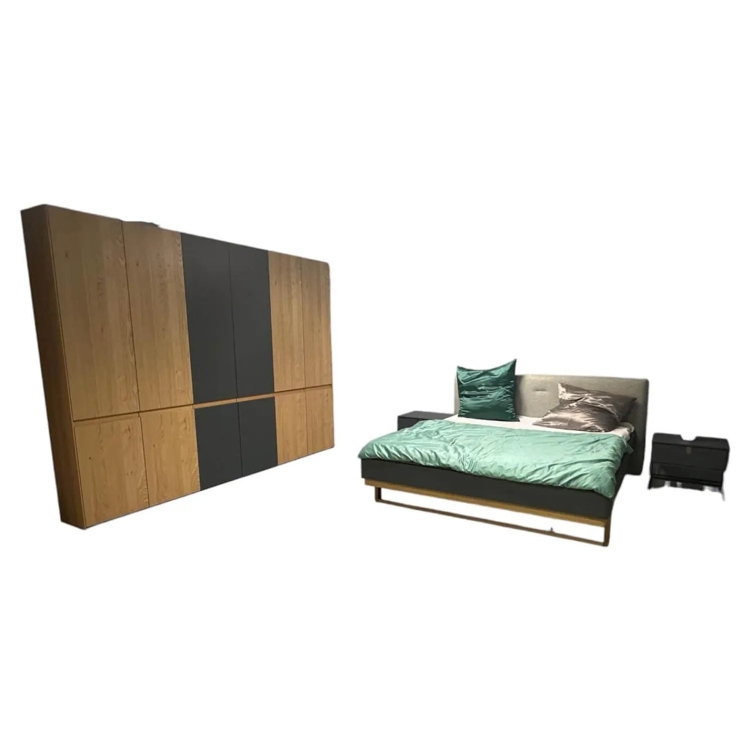 Hülsta Ganze Schlafzimmer|Schlafzimmer Amana Stupermatt Salbeigrün Grün Grau Akzent Und Kufe Eiche Natura