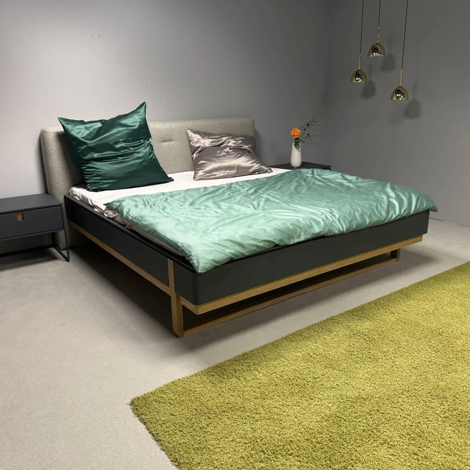 Hülsta Ganze Schlafzimmer|Schlafzimmer Amana Stupermatt Salbeigrün Grün Grau Akzent Und Kufe Eiche Natura