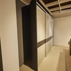 Mondo Kleiderschränke|Schlafzimmer Andro Front und Korpus Eiche Mocca Nachbildung Drehtürenschrank 2 Nachttische Doppelbett Mit Polsterkopfteil Kieselgrau Ohne Matratze Und Lattenrost