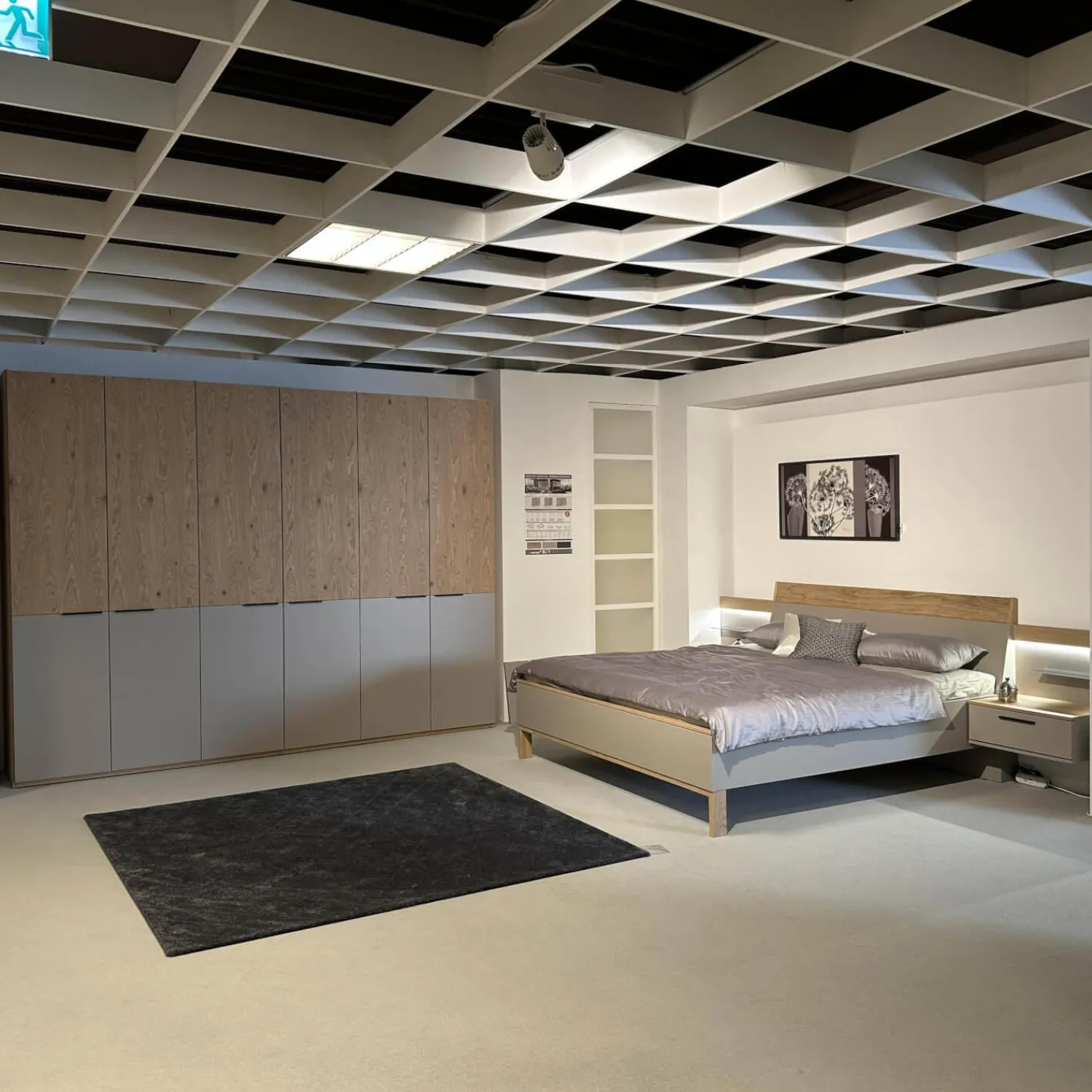Disselkamp Ganze Schlafzimmer|Schlafzimmer Cuneo Balkeneiche Akzent Lack Taupe Grau Beige Griffe Smart Anthrazit Mit Beleuchtung