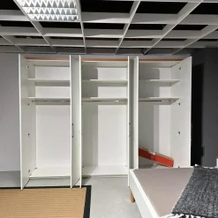 Hülsta Ganze Schlafzimmer|Schlafzimmer Dream Lack Reinweiss Akzent Natureiche Kunstleder Struktur Taupe Grau Griffe Chrom Glänzend