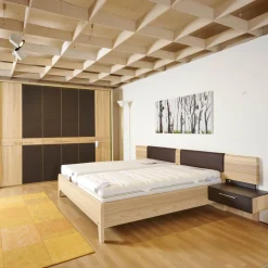 Musterring Ganze Schlafzimmer|Schlafzimmer Merida Strukturesche Funiert Akzente Moccabraun Seidenmatt Inklusive Beleuchtung