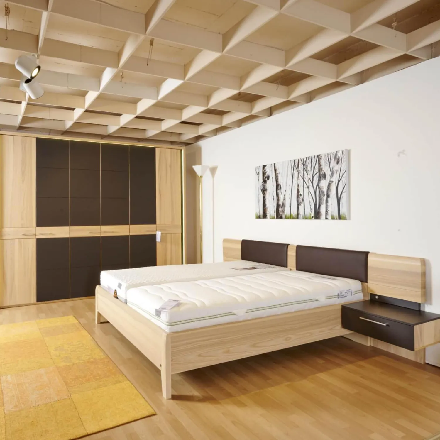 Musterring Ganze Schlafzimmer|Schlafzimmer Merida Strukturesche Funiert Akzente Moccabraun Seidenmatt Inklusive Beleuchtung