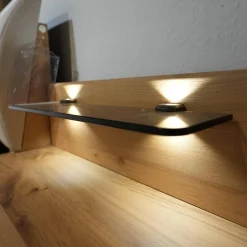 Wiemann Ganze Schlafzimmer|Schlafzimmer Modena Plus Eiche Bianco Glas Leder Champagner Inklusive LED Flexleuchten Bett Ohne Matratze Ohne Lattenrost