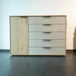 Wiemann Ganze Schlafzimmer|Schlafzimmer Modena Plus Eiche Bianco Glas Leder Champagner Inklusive LED Flexleuchten Bett Ohne Matratze Ohne Lattenrost