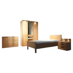 Wiemann Ganze Schlafzimmer|Schlafzimmer Modena Plus Erle Teilmassiv Mit LED Beleuchtung Bett Ohne Matratze Ohne Lattenrost