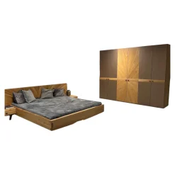 Anrei Ganze Schlafzimmer|Schlafzimmer Sol Asteiche Gebürstet Natur Geölt Farbglas Bronce Matt Mit Ledergriff Rock Grau Schwarz