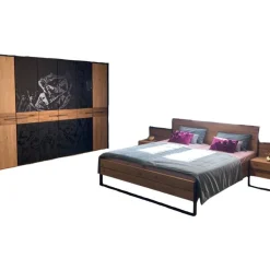 Thielemeyer Ganze Schlafzimmer|Schlafzimmer Tiana Eiche Spaltholz Metall Eisenglimmer Lackiert Anthrazit Mit Bett Nachtkommoden Und Kleiderschrank Ohne Matratze Ohne Lattenrost