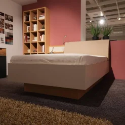 Rietberger Möbelwerke Ganze Schlafzimmer|Schlafzimmer Venue S Lack Seidengrau Asteiche Bezug Leder Hermes Sand Beige Inklusive Beleuchtung Ohne Matratze Ohne Lattenrost