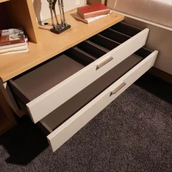 Rietberger Möbelwerke Ganze Schlafzimmer|Schlafzimmer Venue S Lack Seidengrau Asteiche Bezug Leder Hermes Sand Beige Inklusive Beleuchtung Ohne Matratze Ohne Lattenrost