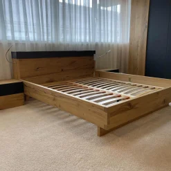 Voglauer Ganze Schlafzimmer|Kleiderschränke|Schlafzimmer V-PUR Mit Kleiderschrank Bett Und Nachttischen Eiche Altholz Loden Basaltgrau Frontglas Anthrazit