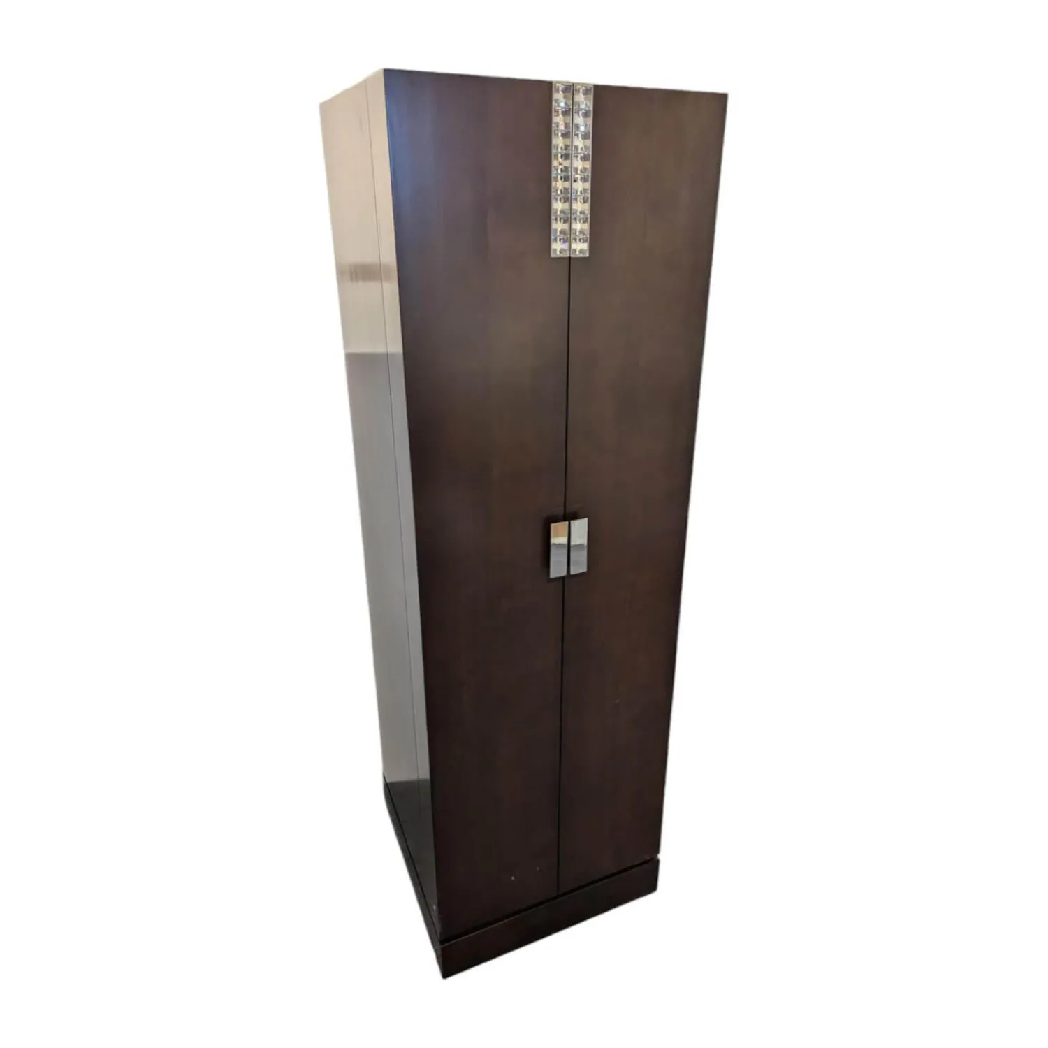 Selva Vitrinen & Highboards|Schrank 7021 Massivholz 45 Sepia Dunkelbraun Akzente Glas