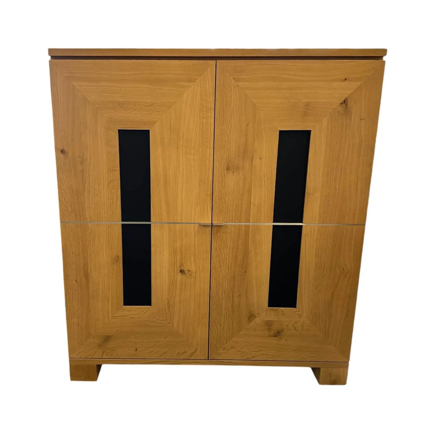 Scholtissek Regale|Schrank Artus Korpus Knorrige Eiche Puro Geölt Glas 9005 Schwarz Matt