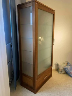 Riva1920 Vitrinen & Highboards|Schrank Colonia 2011 Small Nussbaum Satiniertes Glas