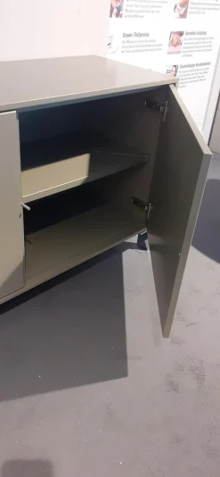 Rietberger Möbelwerke Vitrinen & Highboards|Schrank Deviso Lack Matt Olivegrau Winkelfüße Chrom Glänzend