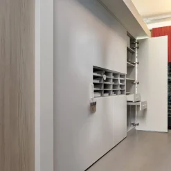 Cabinet Kleiderschränke|Schrank Giardo Drehtür Decor Grau Regaleinsatz Merino Grau Inklusive Rückwand