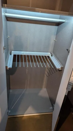 Nolte Kleiderschränke|Schrank Horizont 110 Front Glas G71 Seidengrau Grau Weiß Korpus Polarweiß Weiß Innen Leinenoptik Twist