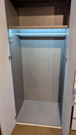 Nolte Kleiderschränke|Schrank Horizont 110 Front Glas G71 Seidengrau Grau Weiß Korpus Polarweiß Weiß Innen Leinenoptik Twist