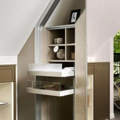 Cabinet Kleiderschränke|Schrank Mit Dachschräge Profil Plano Alusilber Innensystem Terrastruktur Inklusive Spiegel