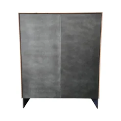 Scholtissek Vitrinen & Highboards|Schrank Nubus Korpus Knorrige Eiche Puro Geölt Front Holzrahmen Mit Zinkblech Schwarz Stahlwangen