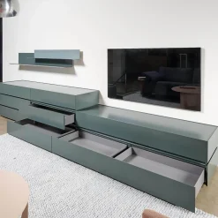 Interlübke Kommoden & Sideboards|Schrank Sideboard Cube Bold Lack Bahia Mit Iilu Regalen Lack Bahia Und Lack Laguna Blau